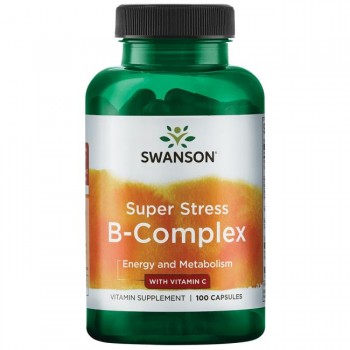SUPER STRESS B-Complex Swanson - Vitamin B Kompleks + Vitamin C Kapsule - 100 Kapsula