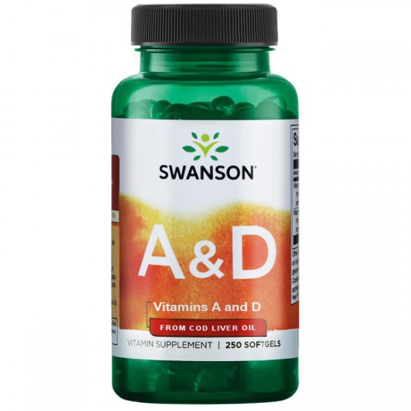 Vitamin A & D (iz ulja jetre bakalara) Swanson Kapsule - 250 Softgel Kapsula