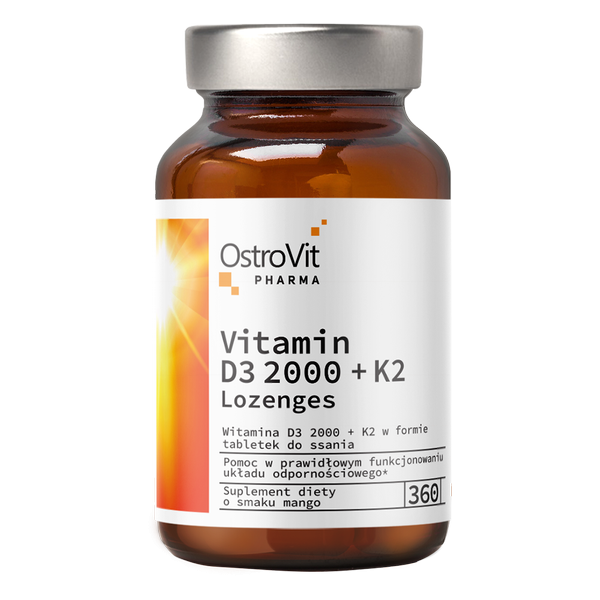 Vitamin D3 2000IU + K2 Pastile ( lozenges ) OstroVit Pharma - 360 Pastila