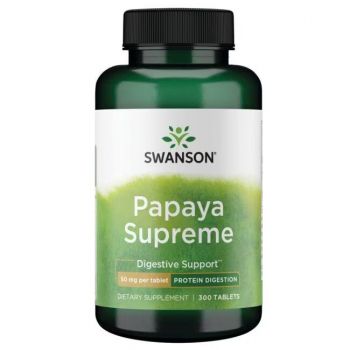 Papaya Supreme (Papaja, Papain) Tablete Swanson - 50 mg 300 Tableta - Najbolje upotrijebiti do kraja 08/24