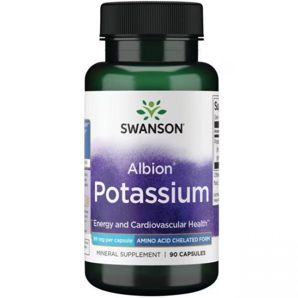 Kalij - Kalijev Glicinat Kapsule - Albion Potassium Swanson 99 mg - 90 Kapsula