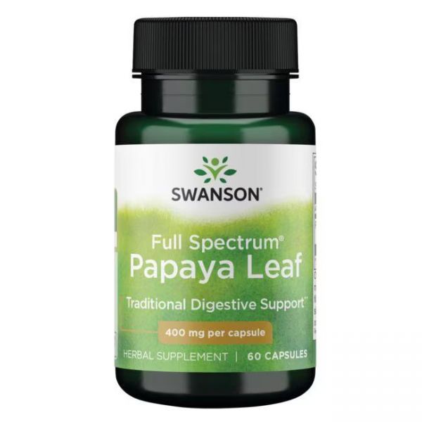 Papaja - List Papaje - Papaya Leaf (Papain) Swanson 400 mg Kapsule - 60 Kapsula