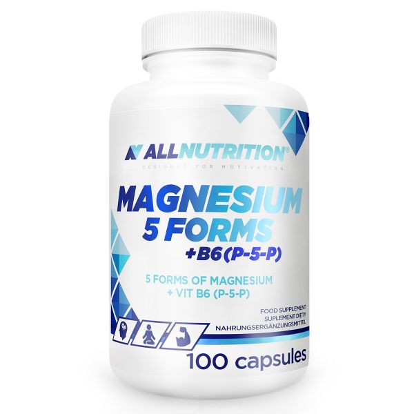 Peterostruki MAGNEZIJ - Magnesium 5 Forms Kapsule - Pet Oblika Magnezija + B6 P-5-P ALL NUTRITION - 100 Kapsula