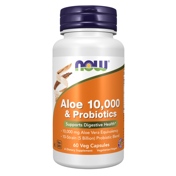 ALOE VERA + Probiotik (Aloe 10000 mg & Probiotics) NOW Foods - 60 Kapsula