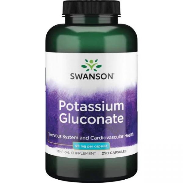 AKCIJA! Kalij Glukonat Kapsule - Potassium Gluconate Swanson 99 mg - 250 Kapsula NAJBOLJE UPOTRIJEBITI DO 31.07.2026.