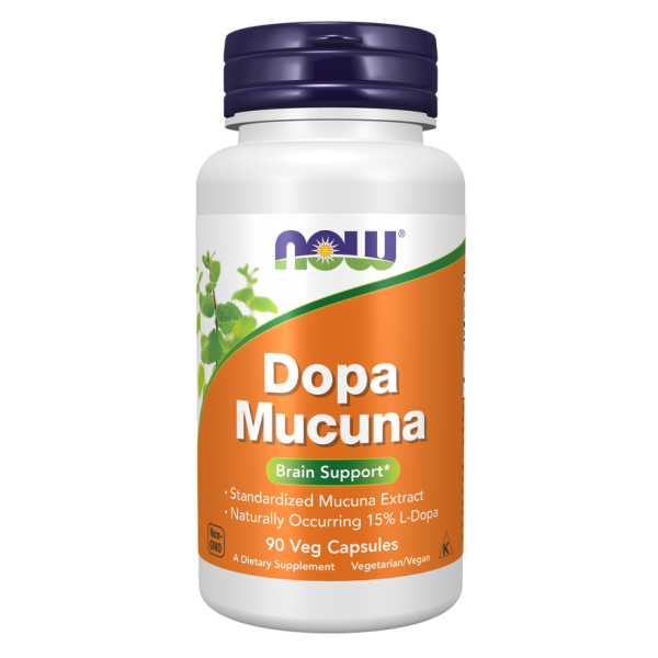 DOPA MUCUNA PRURIENS - MUKUNA NOW FOODS 15% L DOPA - 800 mg - 90 VEGE Kapsula