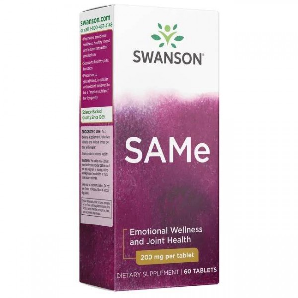 SAMe - Sam-e - s adenozil metionin ( S-adenosyl-L-methionine ) 200 mg Tablete Swanson - 60 Tableta