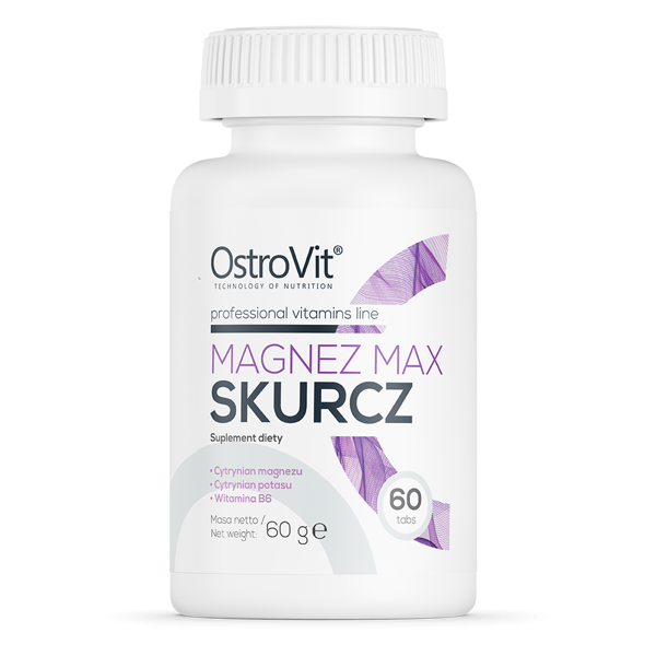 MAGNEZIJ Max Skurcz - (Magnesium) 56 mg + Kalij (Potassium) 108 mg + Vitamin B6 0.21 mg Tablete OstroVit - 60 Tableta